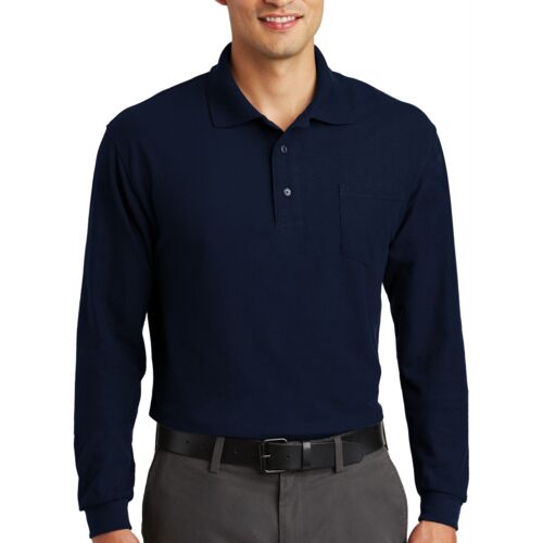 Long Sleeve Silk Touch Polo with Pocket Thumbnail